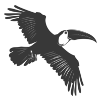 ai generato silhouette tucano uccello animale volare nero colore solo pieno corpo png