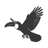 ai generato silhouette tucano uccello animale volare nero colore solo pieno corpo png