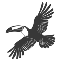 ai generato silhouette tucano uccello animale volare nero colore solo pieno corpo png