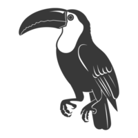 AI generated Silhouette Toucan bird animal black color only full body png