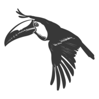ai généré silhouette toucan oiseau animal mouche noir Couleur seulement plein corps png
