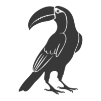 AI generated Silhouette Toucan bird animal black color only full body png