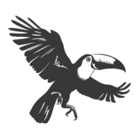 ai generato silhouette tucano uccello animale volare nero colore solo pieno corpo png