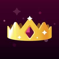 Illustration of a golden crown with a ruby on a burgundy background vector