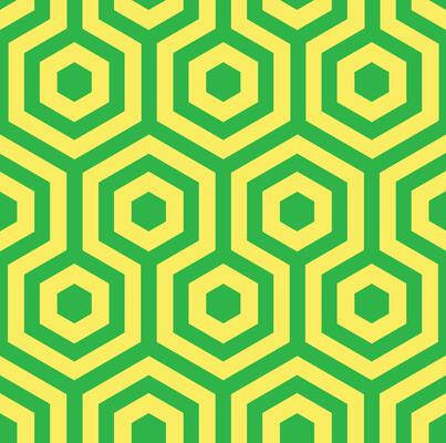 Seamless green yellow pattern of hexagons. Geometric green background for packaging