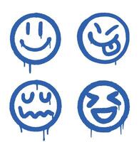 Set of graffiti fun emojis painted with spray paint vector