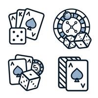 Set of card and casino outline icons vector