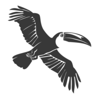 ai generiert Silhouette Tukan Vogel Tier fliegen schwarz Farbe nur voll Körper png