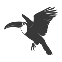 ai generato silhouette tucano uccello animale volare nero colore solo pieno corpo png