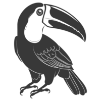 AI generated Silhouette Toucan bird animal black color only full body png