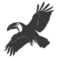 ai generato silhouette tucano uccello animale volare nero colore solo pieno corpo png