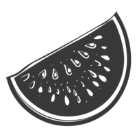 ai generado silueta sandía Fruta negro color solamente png