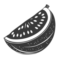 AI generated Silhouette Watermelon Fruit black color only png