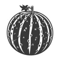 AI generated Silhouette Watermelon Fruit black color only png