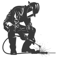 AI generated Silhouette welder in action black color only full body png