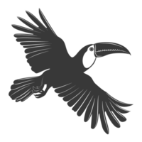 ai generato silhouette tucano uccello animale volare nero colore solo pieno corpo png