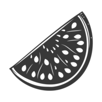 AI generated Silhouette Watermelon Fruit black color only png