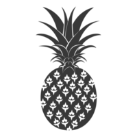 AI generated Silhouette Pineapple Fruit black color only png