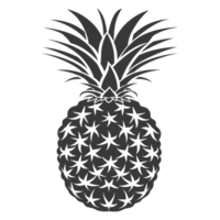 AI generated Silhouette Pineapple Fruit black color only png