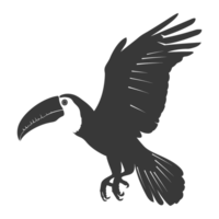 ai generato silhouette tucano uccello animale volare nero colore solo pieno corpo png