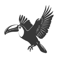 ai generiert Silhouette Tukan Vogel Tier fliegen schwarz Farbe nur voll Körper png