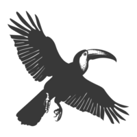 ai generiert Silhouette Tukan Vogel Tier fliegen schwarz Farbe nur voll Körper png