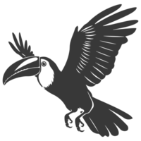 ai generato silhouette tucano uccello animale volare nero colore solo pieno corpo png