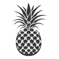 AI generated Silhouette Pineapple Fruit black color only png