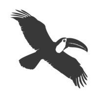 ai genererad silhuett toucan fågel djur- flyga svart Färg endast full kropp png