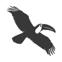 ai generiert Silhouette Tukan Vogel Tier fliegen schwarz Farbe nur voll Körper png