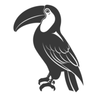 AI generated Silhouette Toucan bird animal black color only full body png