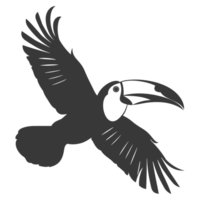 AI generated Silhouette Toucan bird animal fly black color only full body png