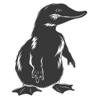 AI generated Silhouette platypus animal black color only full body png