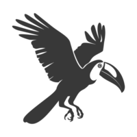 ai generato silhouette tucano uccello animale volare nero colore solo pieno corpo png