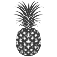 AI generated Silhouette Pineapple Fruit black color only png