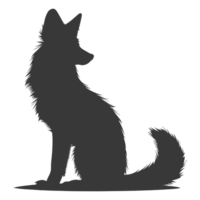 AI generated Silhouette red fox animal black color only full body png