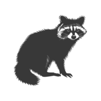 AI generated Silhouette Raccoon Animal black color only full body png