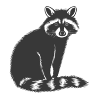 AI generated Silhouette Raccoon Animal black color only full body png