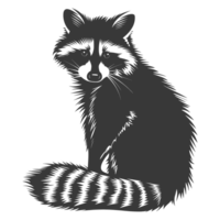 AI generated Silhouette Raccoon Animal black color only full body png