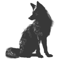 AI generated Silhouette red fox animal black color only full body png