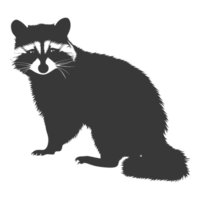 AI generated Silhouette Raccoon Animal black color only full body png