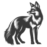 AI generated Silhouette red fox animal black color only full body png