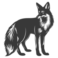 AI generated Silhouette red fox animal black color only full body png