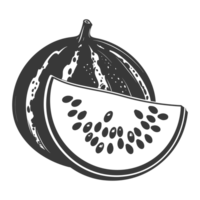 AI generated Silhouette Watermelon Fruit black color only png