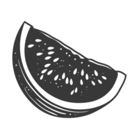 ai generado silueta sandía Fruta negro color solamente png