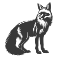 AI generated Silhouette red fox animal black color only full body png