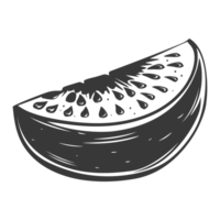 AI generated Silhouette Watermelon Fruit black color only png