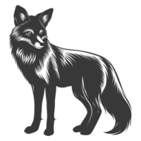 AI generated Silhouette red fox animal black color only full body png