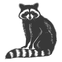 AI generated Silhouette Raccoon Animal black color only full body png