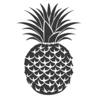 AI generated Silhouette Pineapple Fruit black color only png